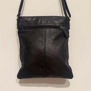 Margot Black Leather Crossbody Bag